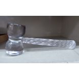 A Val St Lambert clear crystal gavel with a moulded twist handle  9"L overall