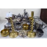 Silver plated and other metal tableware: to include a sardine dish; a bottle coaster; and ice bucket