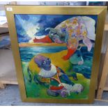 Toto Gurzel - an abstract study  oil on canvas  bears a signature  24" x 32"  framed