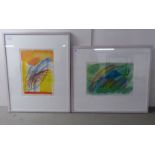 Itamar Martinez - 'Paradise Lost'  a pair of watercolours  one bears a signature & labels verso  12"