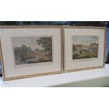 Two framed 19thC coloured prints, viz. 'Die Ferdinands-Brucke' in Wein and Das Lusthaus in Prater