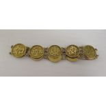 A Chinese 18ct gold medallion design bracelet