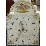 A 19thC longcase clock movement, faced by a painted, enamelled steel Arabic dial, inscribed Thos.