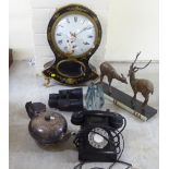 A mixed lot: to include an Art Deco cast metal stag and deer group  9"h on a plinth