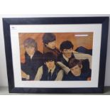 A colour printed photograph, the young Rolling Stones  12" x 19"  framed