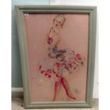 European School - a ballerina  pastel  bears an indistinct signature  25" x 39"  framed