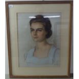 Mid 20thC British School - a portrait of a young woman  pastel  bears an indistinct signature &