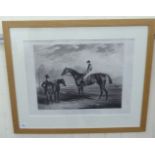 A 19thC monochrome print 'Rowton, Winner of the St. Leger Stakes, 1829'  13" x 16"  framed