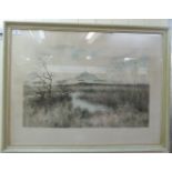 After Jeremy King - a marshland shoreline  Limited Edition 74/250 print  bears a blindstamp & pencil