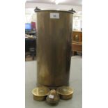 Great War period and later metalware: to include shell case bases  13"dia; and a brass cylindrical