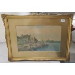 E Steale - 'The Harbour at Christchurch'  watercolour  bears a signature  11" x 18"  framed