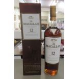 A bottle of 'The Macallan' single Highland malt 12 year old Scotch whisky  boxed