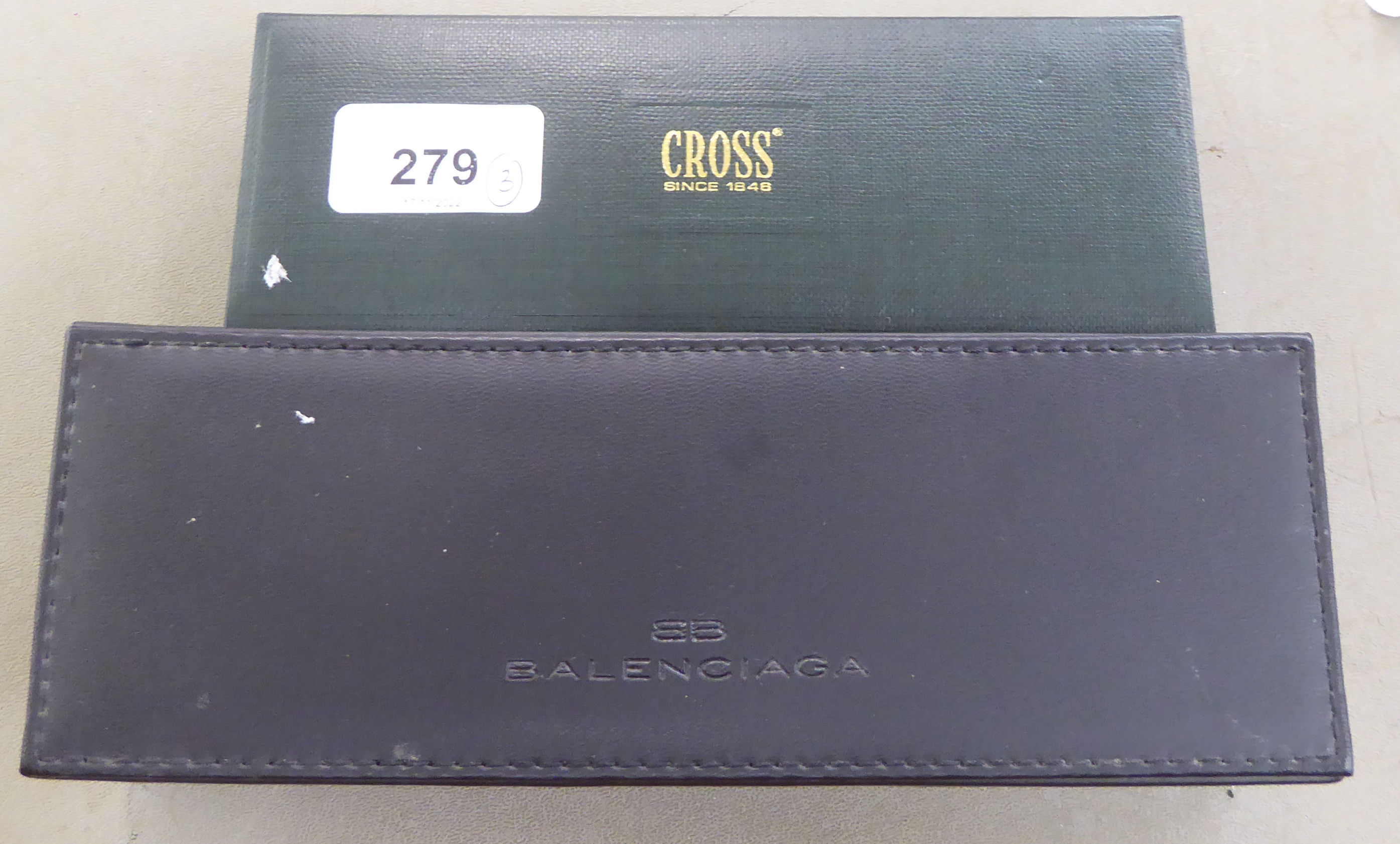 Two Balenciaga pens  boxed; and a Cross Century Classic pen  cased