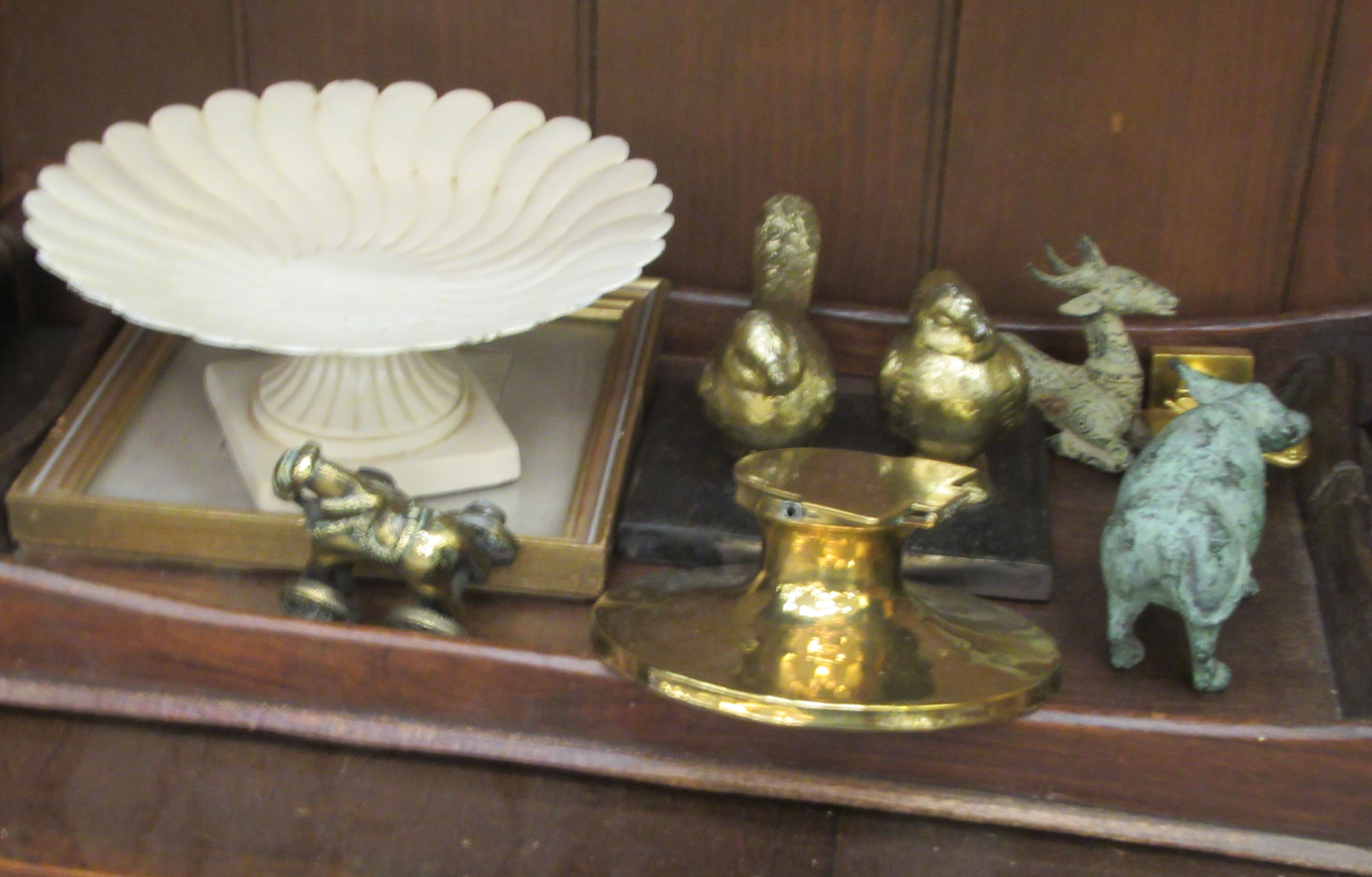 A mixed lot: to include a pair of gilded cast metal bookends, fashioned as rampant lions  6"h - Image 2 of 5