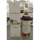 A bottle of 'The Macallan' single Highland malt 12 year old Scotch Whisky  boxed