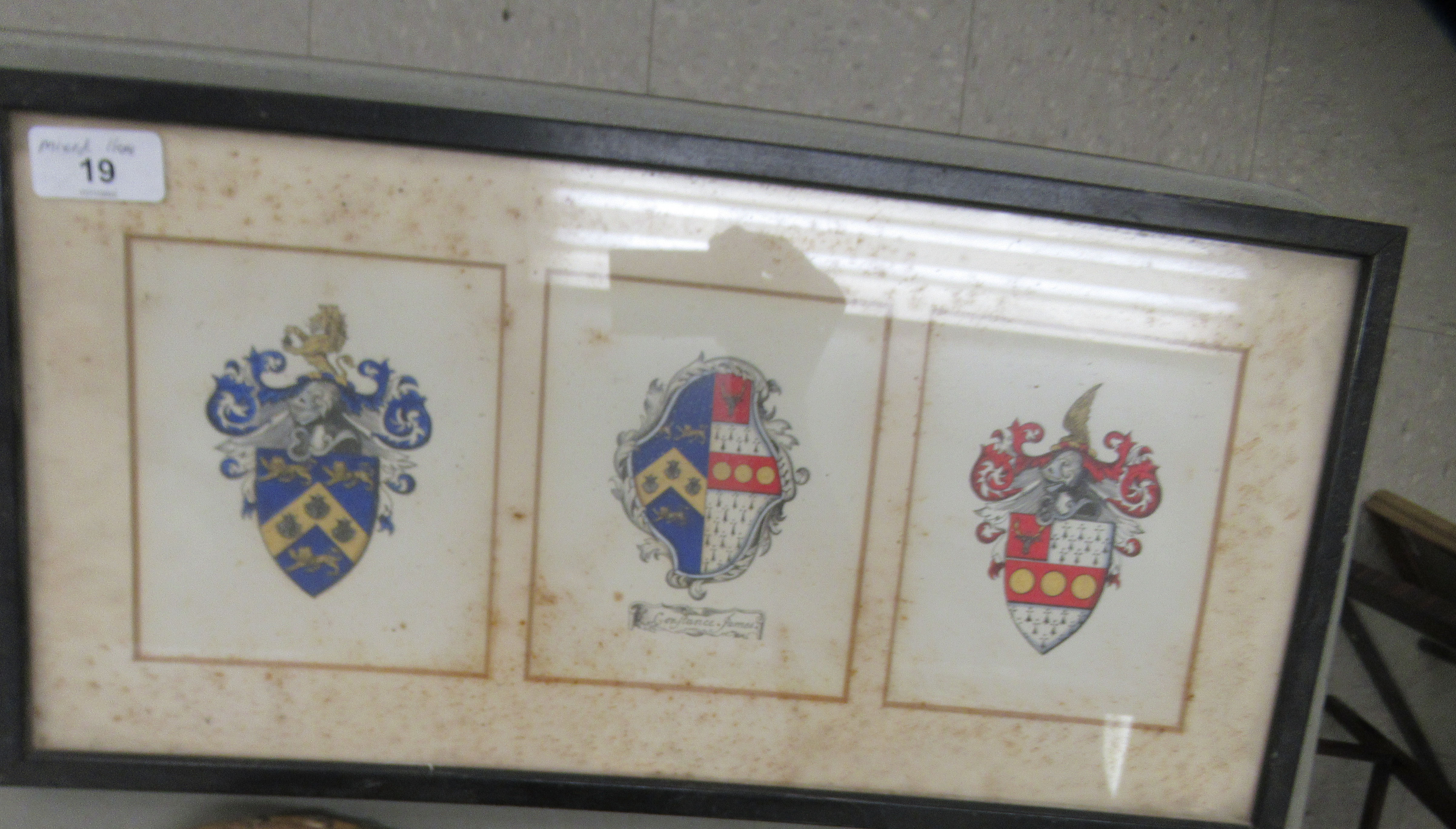 A mixed lot of 19thC & later collectables: to include a triptych coloured print of Heraldry - Image 7 of 7