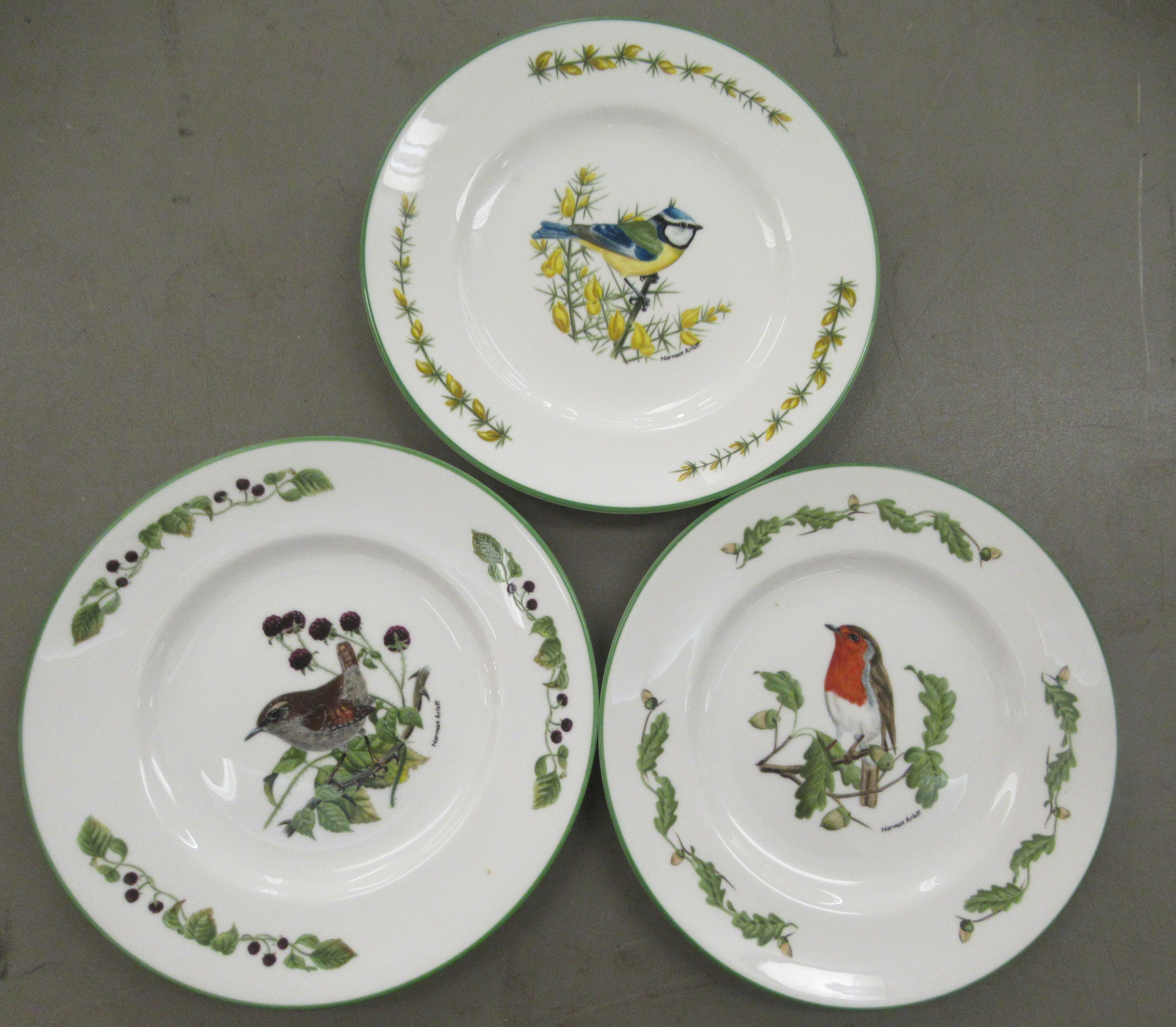 Ceramics: to include three Crown Staffordshire china painted plates, depicting birds  signed - Image 6 of 7