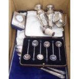 Silver collectables and flatware: to include condiments  mixed marks
