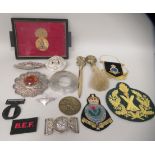 Mainly Royal Scots Fusiliers and related military badges, emblems and memorabilia, some copies: to