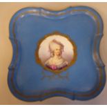 A 19thC Serves porcelain serpentine outlined cabaret tray, decorated with a vignette head and