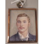 An early 20thC head and shoulders portrait miniature, a young man, believed to be one Robert Nicol