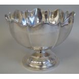 An Edwardian silver Monteith with an applied wire, scalloped rim, on a pedestal foot  indistinct
