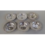 A matched set of six silver Armada design dishes  mixed marks  4.5"dia  combined weight approx. 9ozs