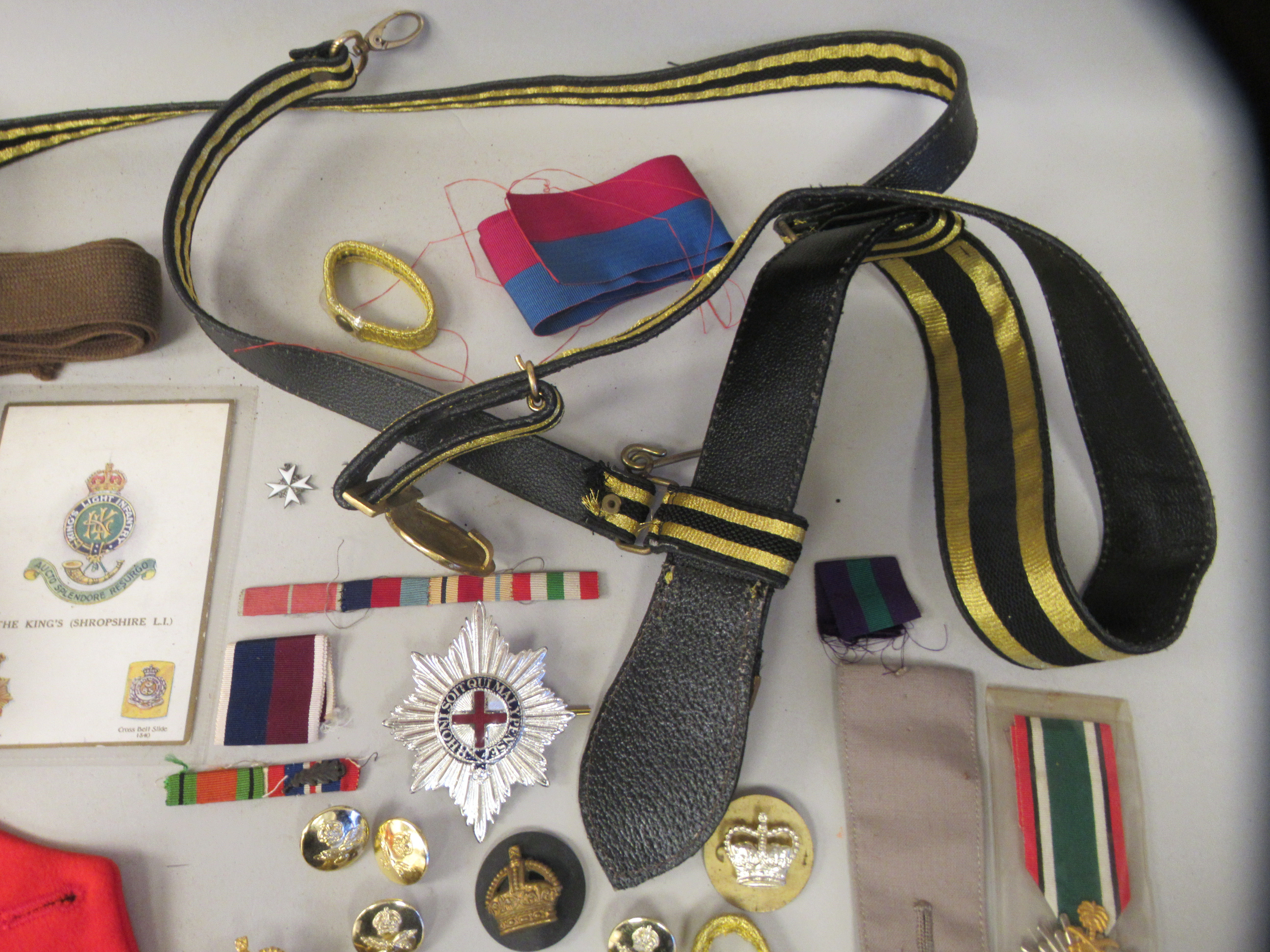 Miscellaneous militaria: to include two mess uniform waistcoats; and assorted badges  (Please - Image 7 of 8