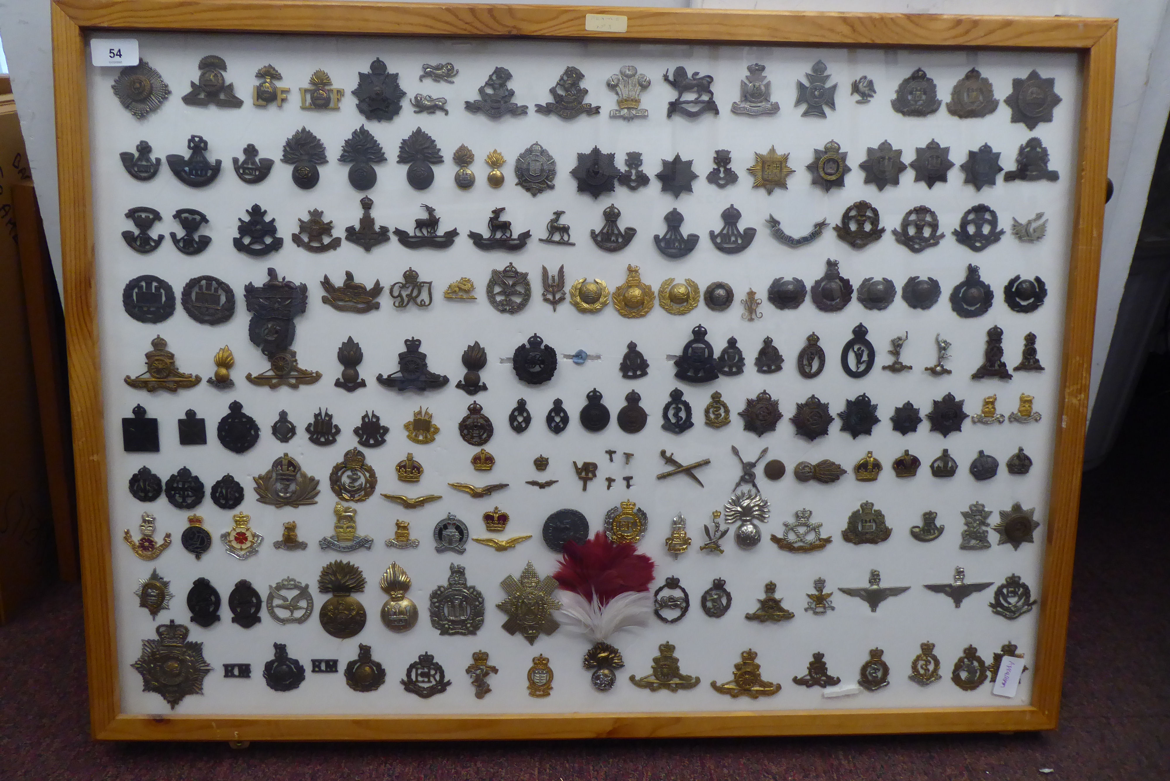 Over one hundred and twenty military cap badges and other insignia, some copies: to include