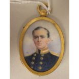 A late/early 20thC oval, head and shoulders portrait miniature, believed to have been the work of