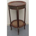 An early 20thC French walnut, mahogany and marquetry tray-top stand with applied, gilded metal