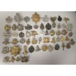 Approx. fifty military cap badges and other insignia, some copies: to include The Kings Shropshire