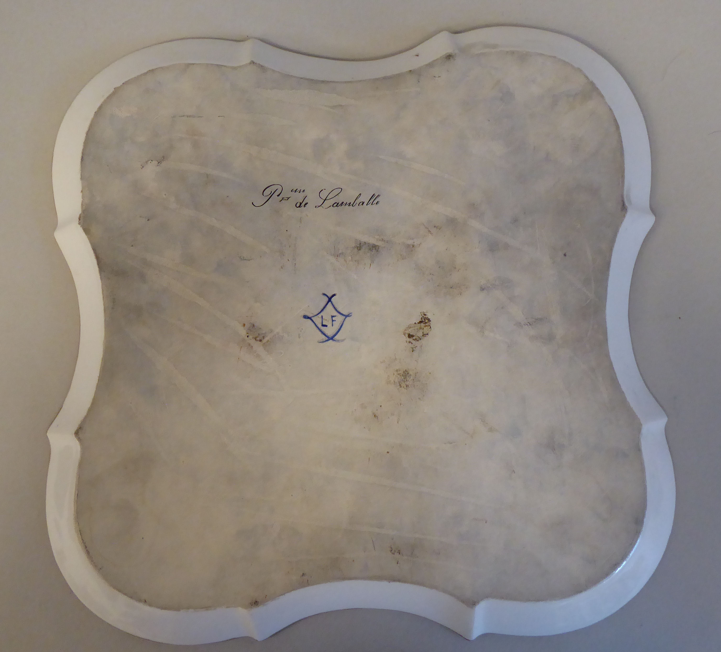 A 19thC Serves porcelain serpentine outlined cabaret tray, decorated with a vignette head and - Image 4 of 6