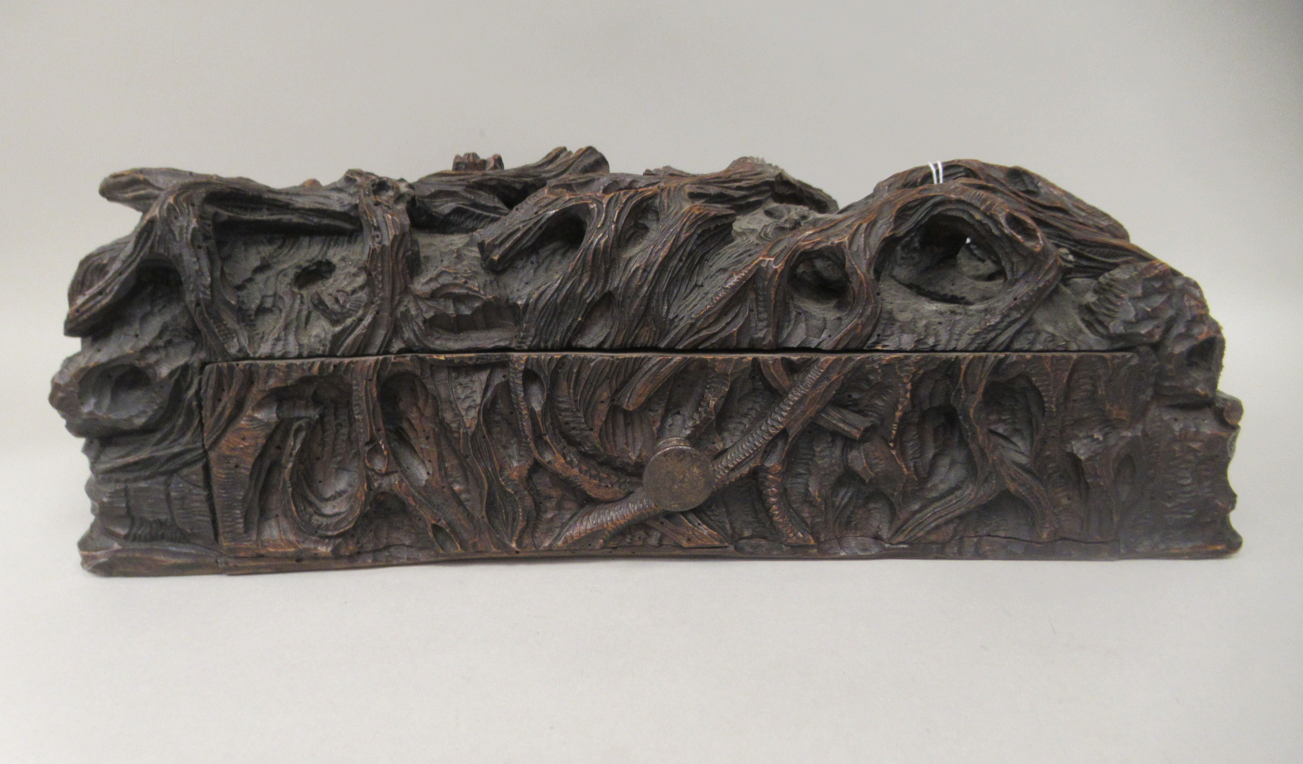 A 19thC Black Forest deskstand, naturalistically carved as a woodland floor, incorporating a pen - Image 3 of 7