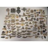 Miscellaneous British military uniform and other badges, some copies: to include brass titles and