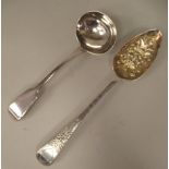 A George IV silver fiddle pattern sauce ladle with an oval bowl  William Eley & William Fearn