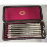 An early 20thC set of seven Joseph Rodgers & Sons of Sheffield barber's cutthroat razors, each blade