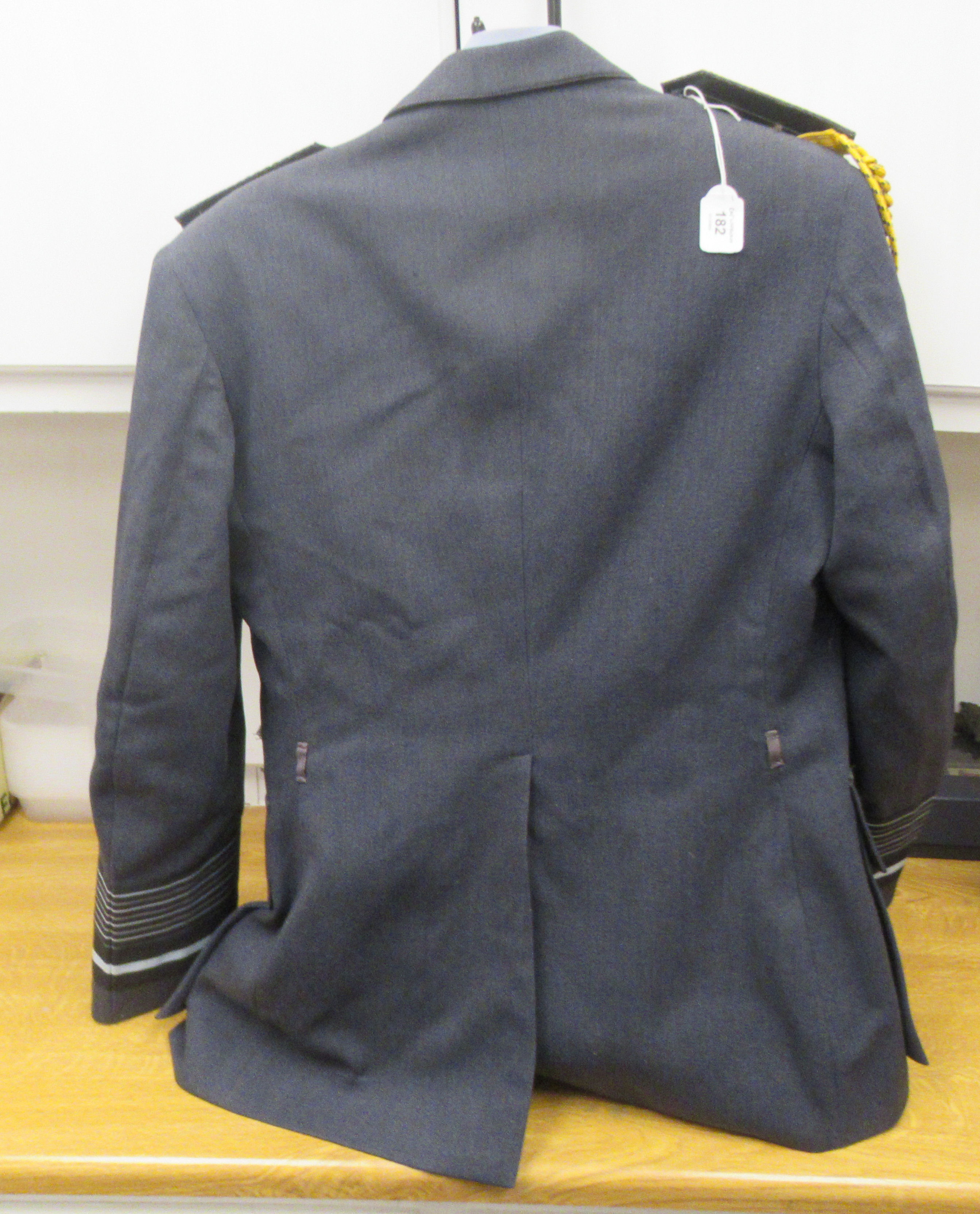 An RAF Senior Officer's uniform, comprising a tunic with medal ribbons and braided epaulettes, a - Image 3 of 12