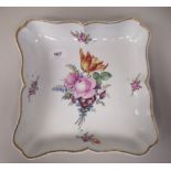 A late 18th/early 19thC Meissen porcelain dish of serpentine outline, decorated with mixed floral