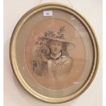 Francis Miles - 'The Gardeners Daughter' a head and shoulders portrait tinted print  12" x 10" oval