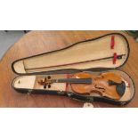 A Stainer violin with an inked purfled edge and a two-piece back  13"L