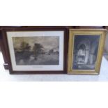 Two framed pictures, viz. after Ernst Stanton - 'Haymaking'  monochrome print  19" x 29"; and a