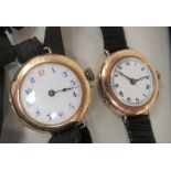 Two similar ladies vintage 9ct gold round cased wristwatches, respectively faced by an Arabic and