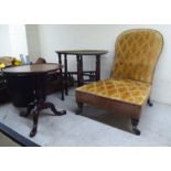 Small 20thC furniture: to include a Georgian design mahogany pedestal wine table  18"h  17"dia