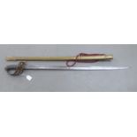 A Victorian British Infantry sword with a decoratively pierced and engraved guards, a wire bound