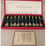 A Limited Edition 1621/2000 set of ten Sterling Silver and parcel gilt Queen's Beasts spoons, to