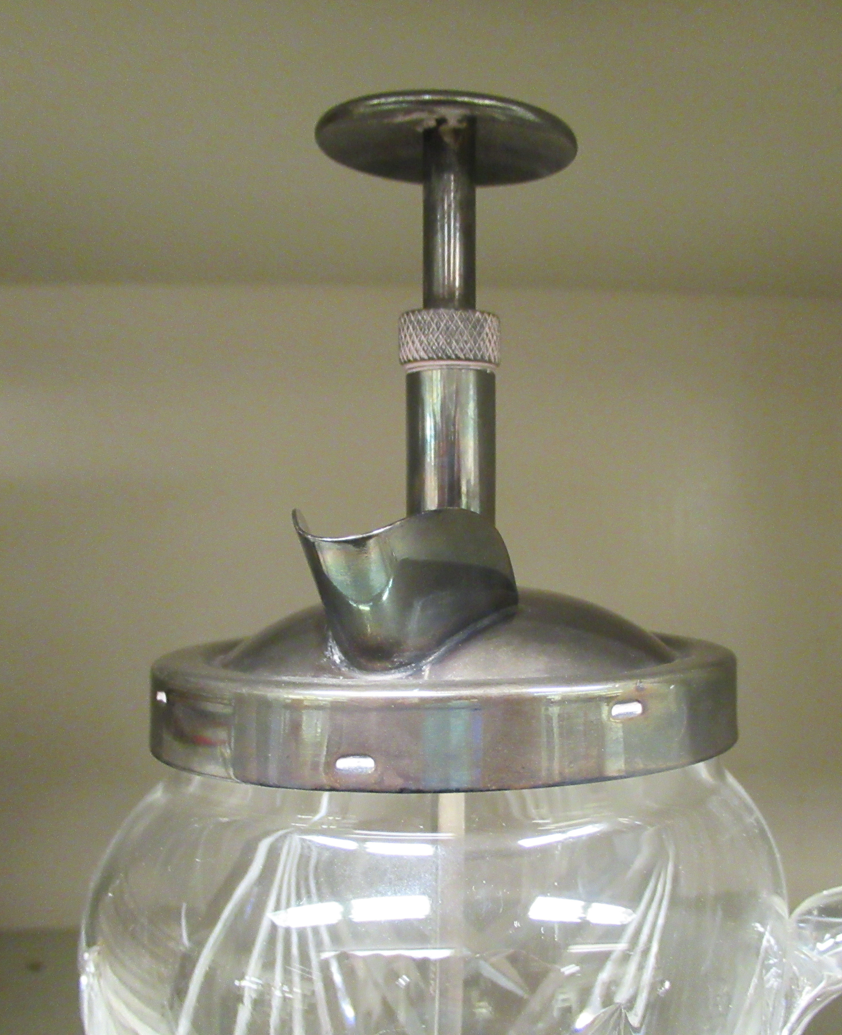 A silver four division toastrack  Sheffield 1943; and an Art Deco slice cut glass cocktail mixer - Image 2 of 3