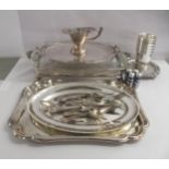 Silver plated tableware: to include a rectangular piecrust bordered tray  11" x 16"; and a set of