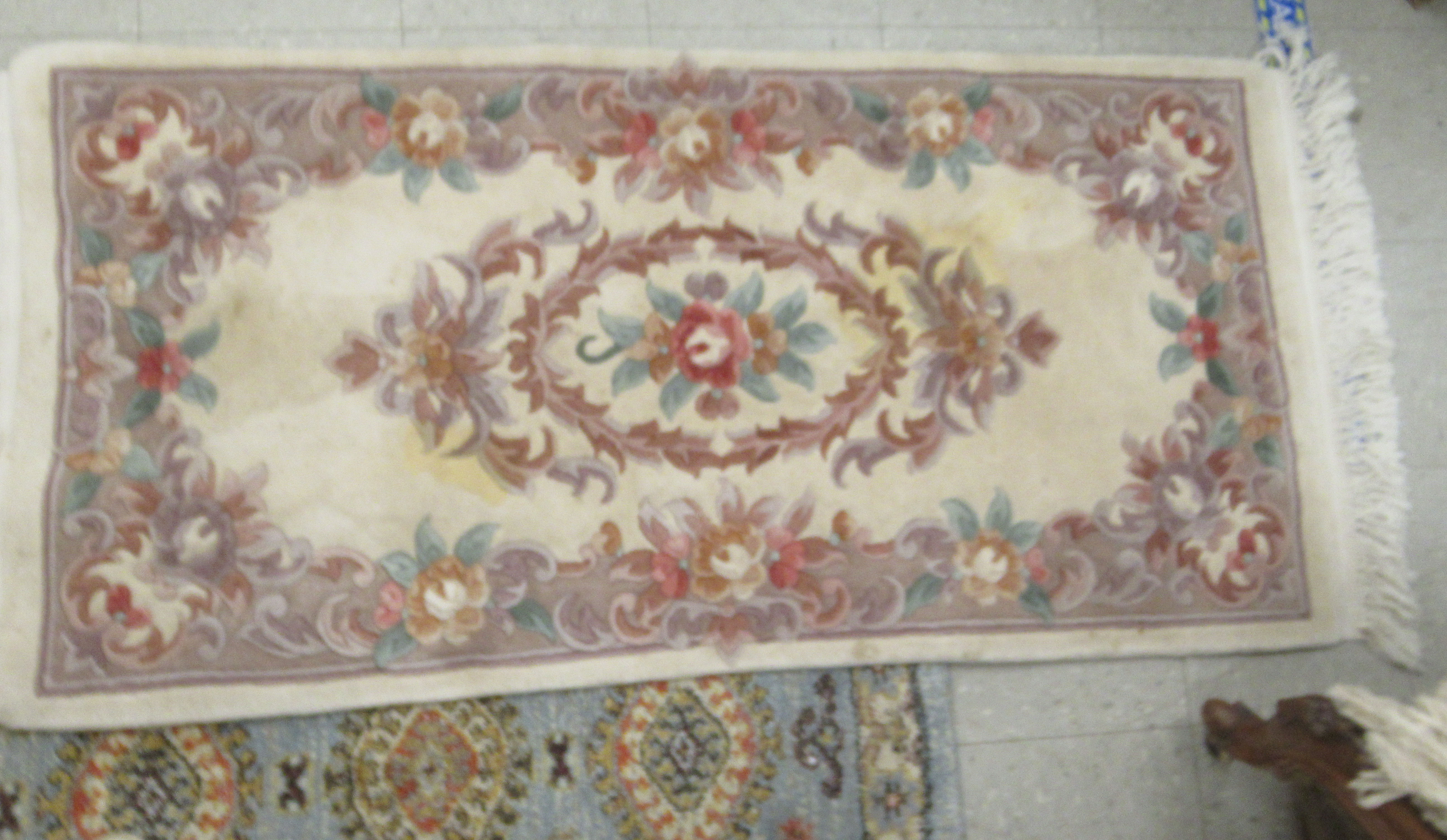 Four similar small Chinese wash rugs  various sizes - Image 4 of 5