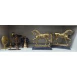 Decorative brassware: to include a pair of early 20thC prancing horse door porters  10"h